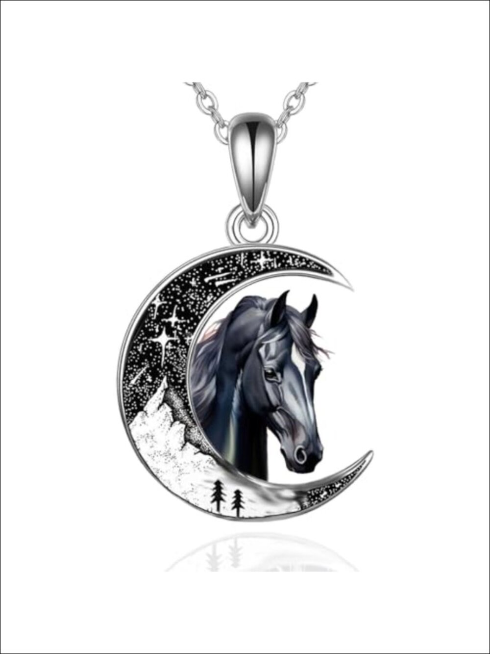925 Sterling Silver Gothic Necklace Crescent Moon Pendant for Women